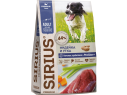 Сухой корм для собак SIRIUS Adult Medium индейка и утка с овощами 20 кг (4602009945700)