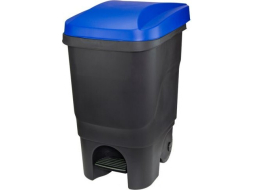 Контейнер для мусора пластиковый с педалью IDEA 60 л черный/синий 