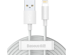 Кабель BASEUS TZCALZJ-02 Simple Wisdom Data Cable USB to Lightning USB 2.4A (2шт/упак) 1.5m White