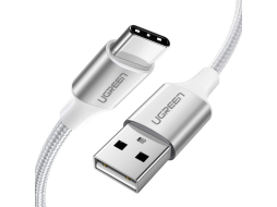 Кабель UGREEN US288-60129 USB-A 2.0 to Type C 3A в оплётке 0.25m White