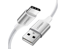 Кабель UGREEN US288-60132 USB-A 2.0 to Type C 3A в оплётке 1.5m White