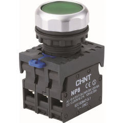 Кнопка управления NP8-10BND/3 1НО зеленая AC110В-220В(LED) IP65 (R) (CHINT) 