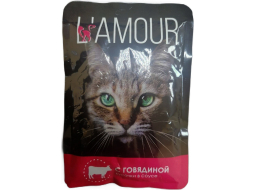 Влажный корм для кошек LAMOUR говядина в соусе пауч 75 г (4620031676744)