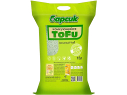 Наполнитель для туалета растительный комкующийся БАРСИК Tofu зеленый чай 15 л, 8,1 кг 