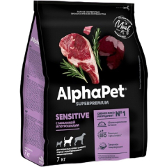 Сухой корм для собак ALPHAPET Sensitive Medium баранина и потрошки 7 кг (4670064651751)