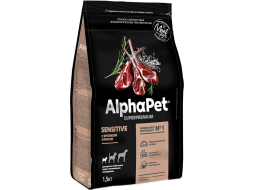 Сухой корм для собак ALPHAPET Sensitive Mini ягненок с рисом 1,5 кг (4670064651188)