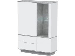 Шкаф ИНТЕРЛИНИЯ Quartz QZ-ШК2 с подсветкой бетон/белый платинум 110х39,6х153 см