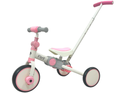 Велосипед-беговел детский трехколесный BUBAGO Flint с родительской ручкой бело-розовый 