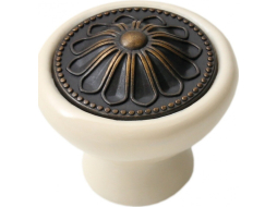 Ручка мебельная кнопка BOYARD Ceramica RC107AB.4/W старинная латунь