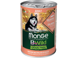 Влажный корм для собак MONGE BWild Grain Free лосось с тыквой и кабачками консервы 400 г 