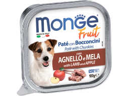 Влажный корм для собак MONGE Fruit паштет ягненок с яблоком ламистер 100 г 