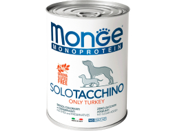 Влажный корм для собак MONGE Monoprotein паштет индейка консервы 400 г 