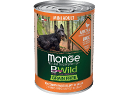 Влажный корм для собак MONGE BWild Grain Free Mini утка с тыквой и кабачками консервы 400 г 