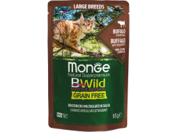 Влажный корм для котят MONGE BWild Grain Free Large буйвол с овощами пауч 85 г 