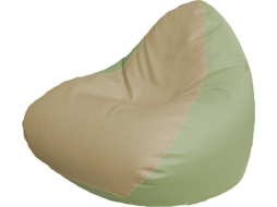 Кресло-мешок FLAGMAN Relax экокожа светло-бежевый/светло-оливковый 