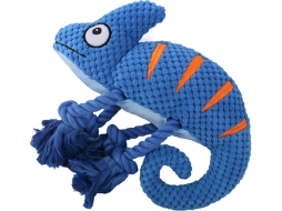Игрушка для собак MR.KRANCH Хамелеон с канатиками и пищалкой 26 см синий 