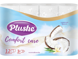 Бумага туалетная PLUSHE Comfort Care Coconut&Vanilla 12 рулонов 