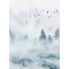 Фотообои листовые флизелиновые ФабрикаФресок Светлый Туманный Лес