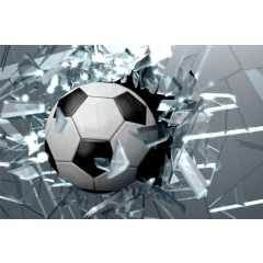 Фотообои флизелиновые ФАБРИКА ФРЕСОК Футбольный мяч разбивает стекло 150x100 см 