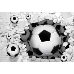 Фотообои флизелиновые ФАБРИКА ФРЕСОК Футбольные мячи из стены 400x270 см 