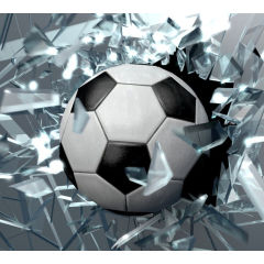 Фотообои флизелиновые ФАБРИКА ФРЕСОК Футбольный мяч разбивает стекло 300x270 см 