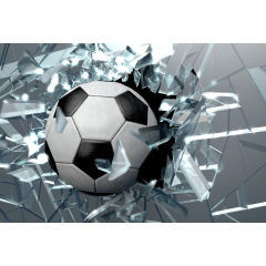 Фотообои флизелиновые ФАБРИКА ФРЕСОК Футбольный мяч разбивает стекло 400x270 см 