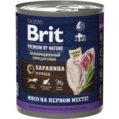 Влажный корм для собак BRIT Premium баранина и рубец консерва 850 г 