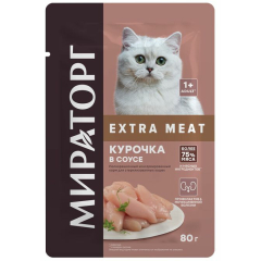 Влажный корм для стерилизованных кошек МИРАТОРГ Extra Meat курица в соусе 80 г 