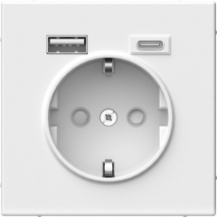 Розетка скрытая с 2 USB портами с заземлением со шторками SYSTEME ELECTRIC ArtGallery белая GAL000132