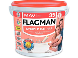 Краска ВД FLAGMAN 35 кухня и ванная база TR матовая 3 л