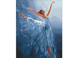 Алмазная вышивка WIZARDI Балерина в голубом 38х48 см 