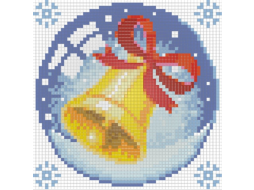 Алмазная вышивка АЛМАЗНАЯ ЖИВОПИСЬ Новогодний шарик с колокольчиком 15х15 см 