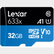 Карта памяти LEXAR MicroSDHC 32 Гб High-Performance 633x с адаптером SD (LSDMI32GBB633A)