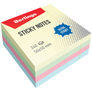 Блок самоклеящийся BERLINGO Ultra Sticky 50х50 мм 240 листов 4 пастельных цвета (LSn_40101)