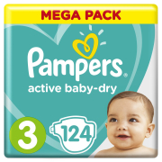 Подгузники PAMPERS Active Baby-Dry 3 Midi 6-10 кг 124 штуки (8001090459282)