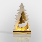 Фигура деревянная с подсветкой NEON-NIGHT Елочка с оленем 18х7х29 см (504-001)