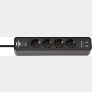 Удлинитель 1,5 м 4 розетки 2 USB-порта 3,3 кВт BRENNENSTUHL Eco-Line черный (1153240006)