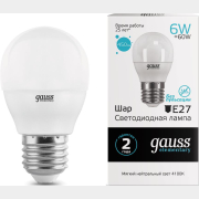 Лампа светодиодная E27 GAUSS Elementary G45 6 Вт 4100K (53226)