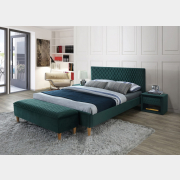 Кровать полуторная SIGNAL Azurro Velvet Buvel 78 зеленый/дуб 140х200 см (AZURROV140ZD)