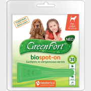 Биокапли от блох и клещей для собак весом 10-25 кг GREEN FORT Neo G202 1,5 мл (4607092074566)