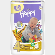 Подгузники BELLA Baby Happy 4+ Maxi Plus 9-20 кг 62 штуки (BB-054-LX62-009)