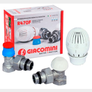 Комплект для подключения радиаторов угловой 1/2" GIACOMINI с термоголовкой (R470FX003)