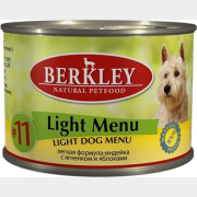 Влажный корм для собак BERKLEY Light Menu индейка с ягнёнком и яблоками консервы 200 г (4250231599231)