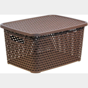 Коробка для хранения вещей пластиковая 370х280х190 мм IDEA Ротанг коричневая (М2375)