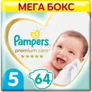 Подгузники PAMPERS Premium Care 5 Junior от 11 кг 64 штуки (8001090604583)