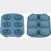Форма для выпечки силиконовая прямоугольная на 6 кексов 27,5х18х3 см PERFECTO LINEA Bluestone серо-голубой (20-000618)