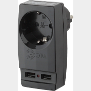 Переходник для розетки ЭРА Polynom SP-1e-USB-B с заземлением черный (Б0026333)