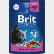 Влажный корм для кошек BRIT Premium цыпленок и индейка пауч 85 г (5048823)