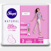 Прокладки гигиенические SLEEPY NATURAL Slim Extra Thin 3 в 1 Long Супертонкие 7 штук (8681212069379)