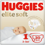Подгузники HUGGIES Elite Soft 1 New Baby 3-5 кг 20 штук (5029053549453)